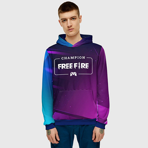 Мужская толстовка Free Fire Gaming Champion: рамка с лого и джойстик / 3D-Синий – фото 3