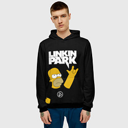 Толстовка-худи мужская LINKIN PARK ГОМЕР СИМПСОН, SIMPSONS, цвет: 3D-черный — фото 2