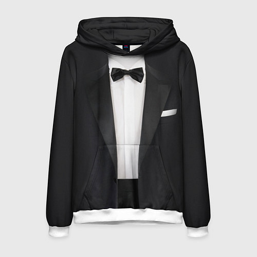 Мужская толстовка Смокинг жениха с бабочкой / 3D-Белый – фото 1