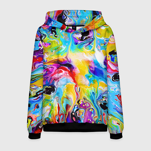 Мужская толстовка Неоновые всплески красок Лето Neon splashes of col / 3D-Черный – фото 1