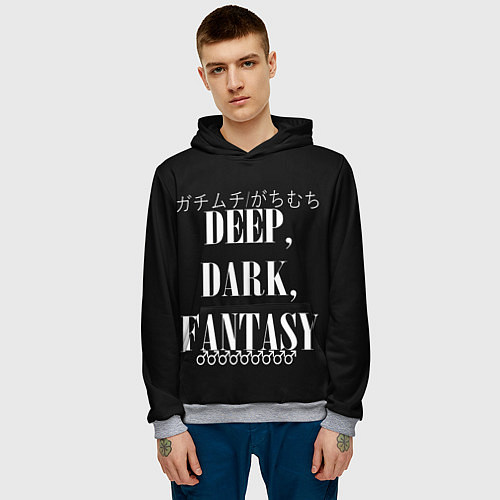 Мужская толстовка Глубокие темные фантазии Иероглифы / 3D-Меланж – фото 3