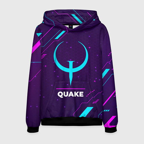Мужская толстовка Символ Quake в неоновых цветах на темном фоне / 3D-Черный – фото 1