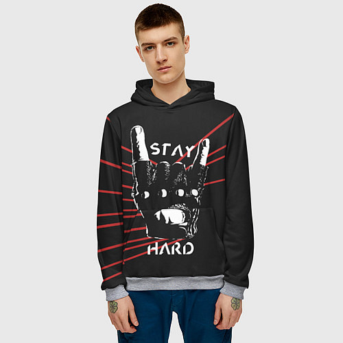 Мужская толстовка Stay hard / 3D-Меланж – фото 3