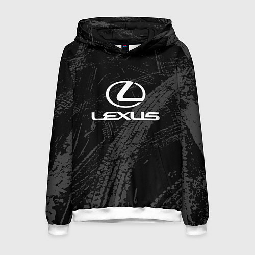 Мужская толстовка Lexus - следы шин / 3D-Белый – фото 1