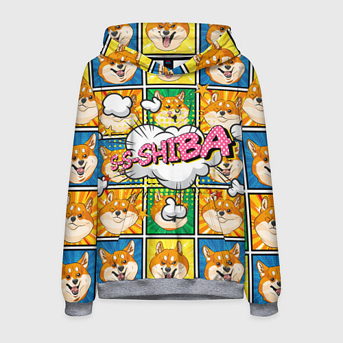 Мужская толстовка Pop art shiba inu / 3D-Меланж – фото 1