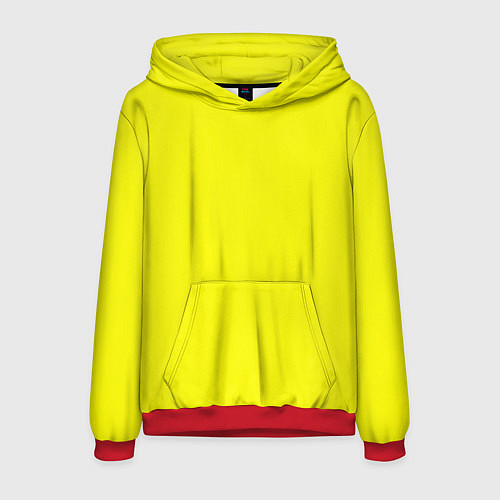 Мужская толстовка Однотонный неоновый лимонный желтый тон / 3D-Красный – фото 1