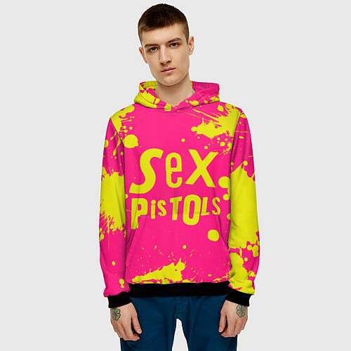 Мужская толстовка Sex Pistols Yellow Logo / 3D-Черный – фото 3