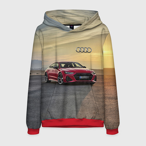 Мужская толстовка Audi RS 7 на закате солнца Audi RS 7 at sunset / 3D-Красный – фото 1