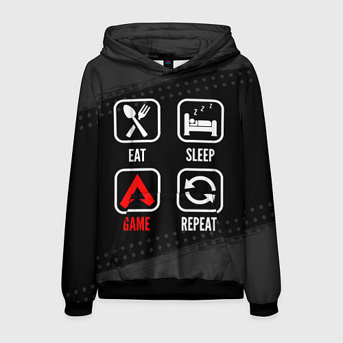 Мужская толстовка Eat, Sleep, Apex Legends, Repeat / 3D-Черный – фото 1