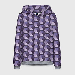 Толстовка-худи мужская Фиолетовые шестиугольники, цвет: 3D-меланж