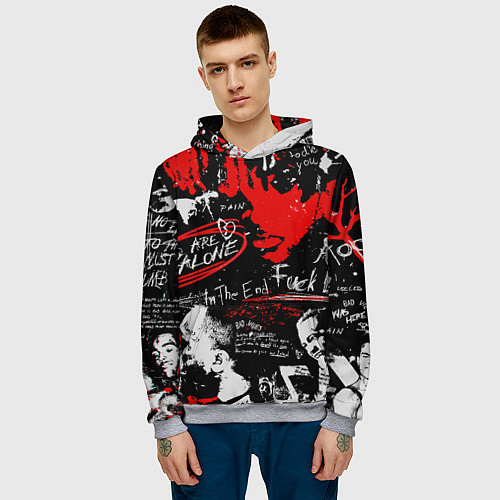 Мужская толстовка XXXTENTACION YOU ARE NOT ALONE / 3D-Меланж – фото 3