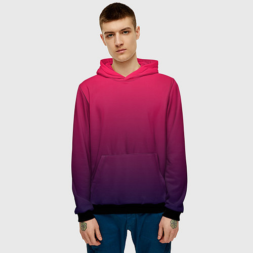 Мужская толстовка RED to dark BLUE GRADIENT / 3D-Черный – фото 3