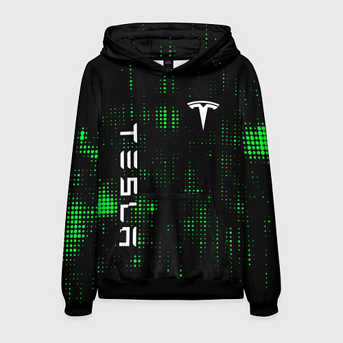 Мужская толстовка Tesla Зеленые точки / 3D-Черный – фото 1