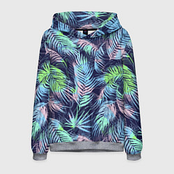 Толстовка-худи мужская Разноцветные Листья Пальм, цвет: 3D-меланж