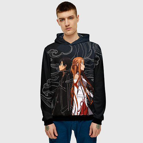 Мужская толстовка Кирито и Асуна - Sword Art Online / 3D-Черный – фото 3
