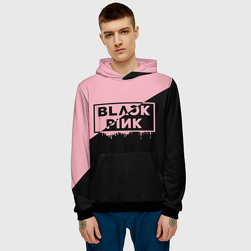 Мужская толстовка BLACKPINK BIG LOGO / 3D-Черный – фото 3