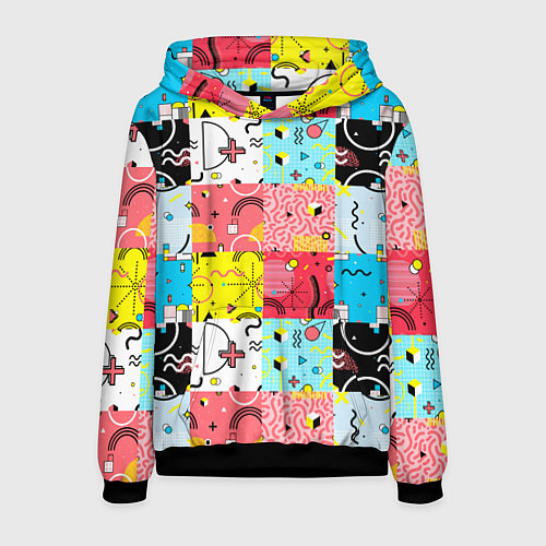 Мужская толстовка COLORED GEOMETRIC SHAPES / 3D-Черный – фото 1