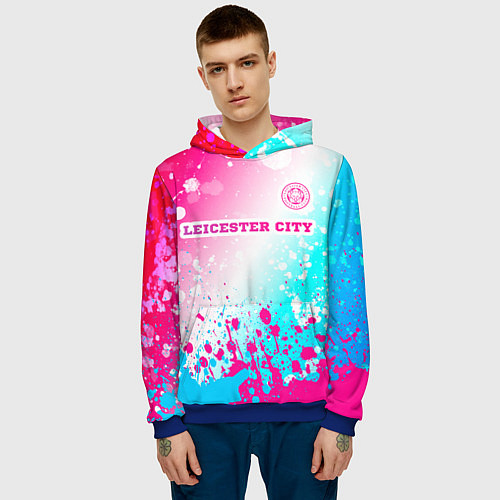 Мужская толстовка Leicester City Neon Gradient / 3D-Синий – фото 3