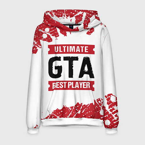 Мужская толстовка GTA: красные таблички Best Player и Ultimate / 3D-Белый – фото 1