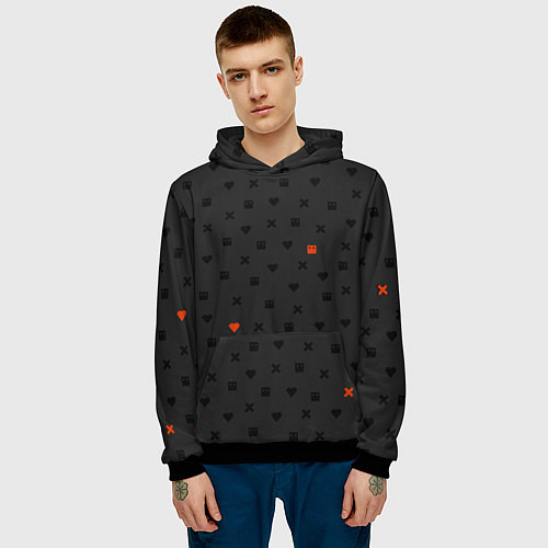 Мужская толстовка Love Death and Robots black pattern / 3D-Черный – фото 3