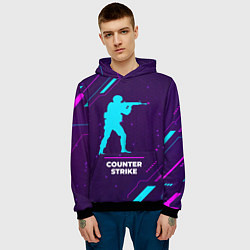 Толстовка-худи мужская Символ Counter Strike в неоновых цветах на темном, цвет: 3D-черный — фото 2