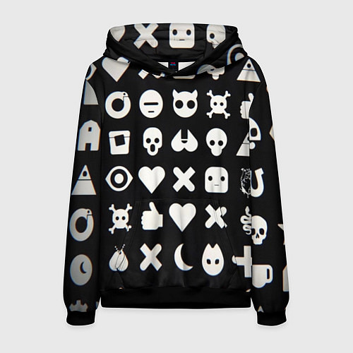 Мужская толстовка Белые картинки / 3D-Черный – фото 1