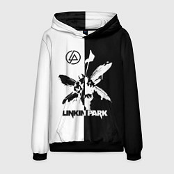 Толстовка-худи мужская Linkin Park логотип черно-белый, цвет: 3D-черный