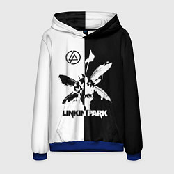 Толстовка-худи мужская Linkin Park логотип черно-белый, цвет: 3D-синий