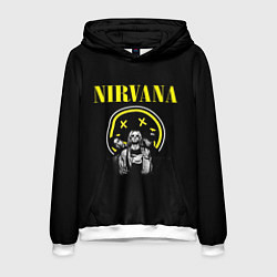 Толстовка-худи мужская NIRVANA логотип и исполнители, цвет: 3D-белый