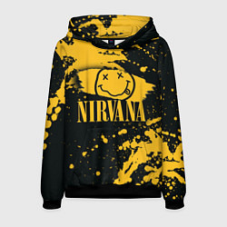 Толстовка-худи мужская NIRVANA логотип и краска, цвет: 3D-черный