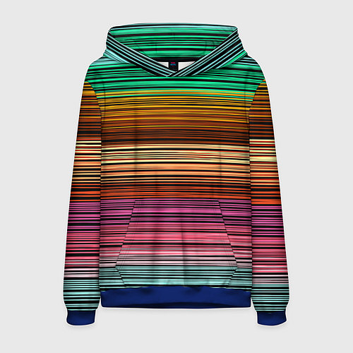 Мужская толстовка Multicolored thin stripes Разноцветные полосы / 3D-Синий – фото 1