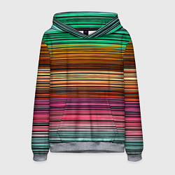 Толстовка-худи мужская Multicolored thin stripes Разноцветные полосы, цвет: 3D-меланж