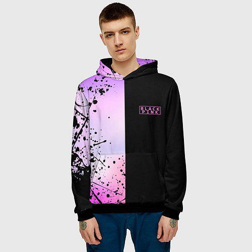 Мужская толстовка BLACKPINK HALF COLORS / 3D-Черный – фото 3