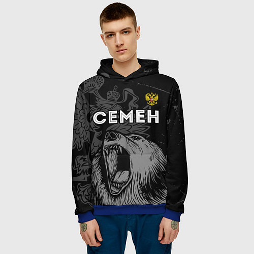 Мужская толстовка Семен Россия Медведь / 3D-Синий – фото 3