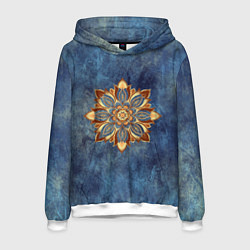 Толстовка-худи мужская Мандала-цветок, цвет: 3D-белый