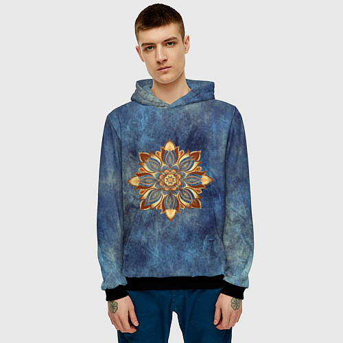 Мужская толстовка Мандала-цветок / 3D-Черный – фото 3