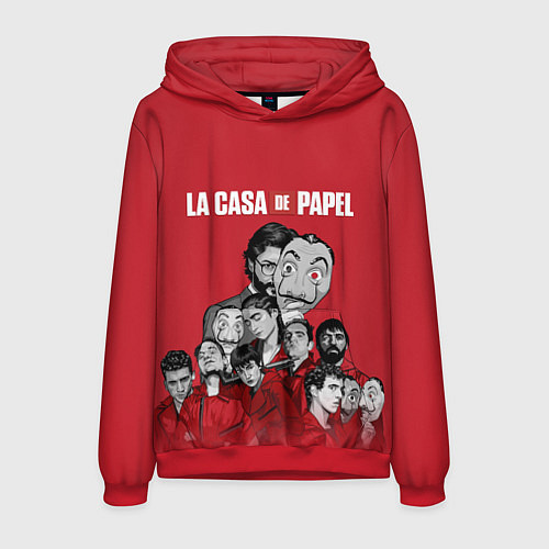 Мужская толстовка Бумажный дом персонажи / 3D-Красный – фото 1