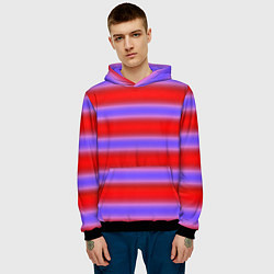 Толстовка-худи мужская Striped pattern мягкие размытые полосы красные фио, цвет: 3D-черный — фото 2
