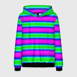 Мужская толстовка Зеленый и фиолетовые яркие неоновые полосы striped