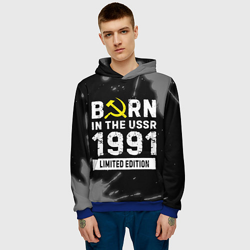 Мужская толстовка Born In The USSR 1991 year Limited Edition / 3D-Синий – фото 3