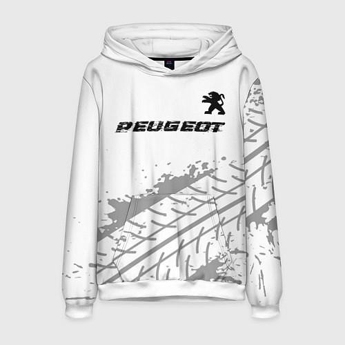 Мужская толстовка Peugeot Speed на светлом фоне со следами шин / 3D-Белый – фото 1
