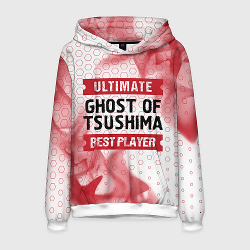 Мужская толстовка Ghost of Tsushima: красные таблички Best Player и / 3D-Белый – фото 1