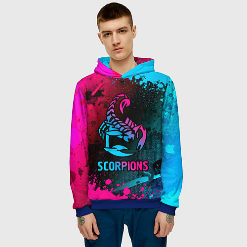 Мужская толстовка Scorpions Neon Gradient / 3D-Синий – фото 3