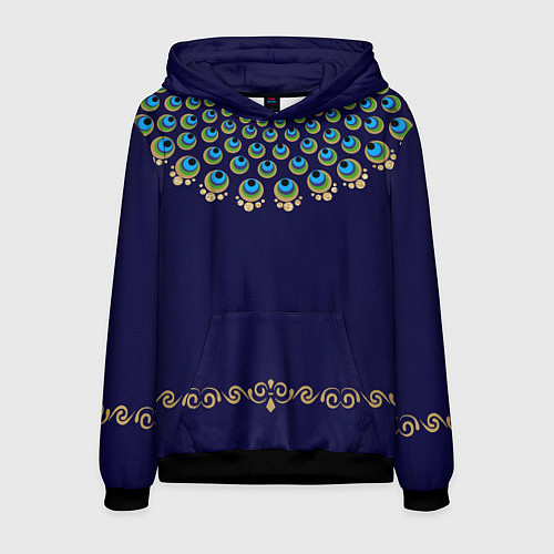 Мужская толстовка Павлиньи перья с вензелями / 3D-Черный – фото 1