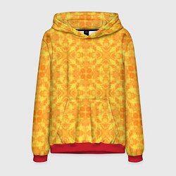 Толстовка-худи мужская Желтый абстрактный летний орнамент, цвет: 3D-красный