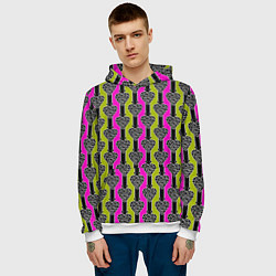 Толстовка-худи мужская Striped multicolored pattern Сердце, цвет: 3D-белый — фото 2