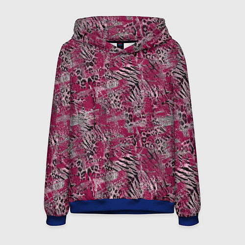 Мужская толстовка Тигровый-леопардовый гранж / 3D-Синий – фото 1