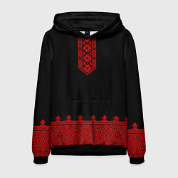 Толстовка-худи мужская Черная славянская рубаха, цвет: 3D-черный