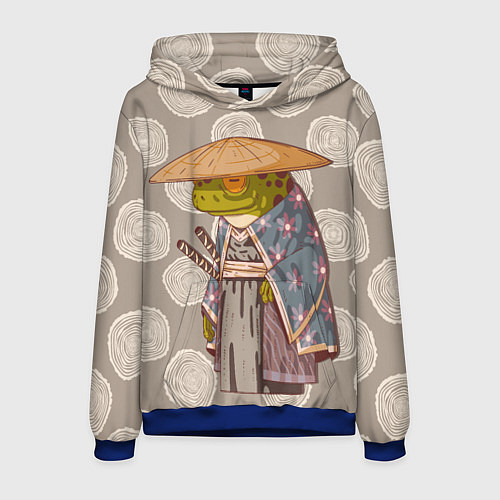 Мужская толстовка Самурай-лягушка воин / 3D-Синий – фото 1