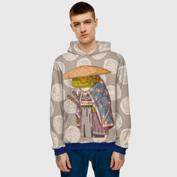 Толстовка-худи мужская Самурай-лягушка воин, цвет: 3D-синий — фото 2